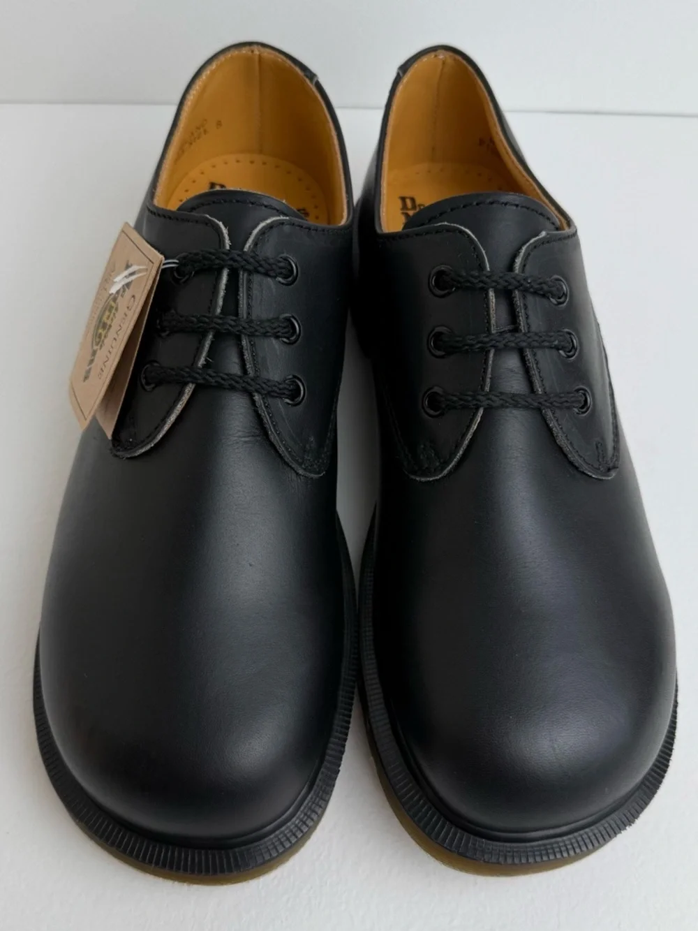 Vintage Dr. Martens England Black Greasy Leather Gibson Oxfords UK 8 - Picture 3 of 16